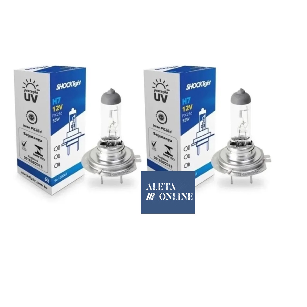 Par Lampada Shocklight Halogena Standart H7 12v 55w Px26d