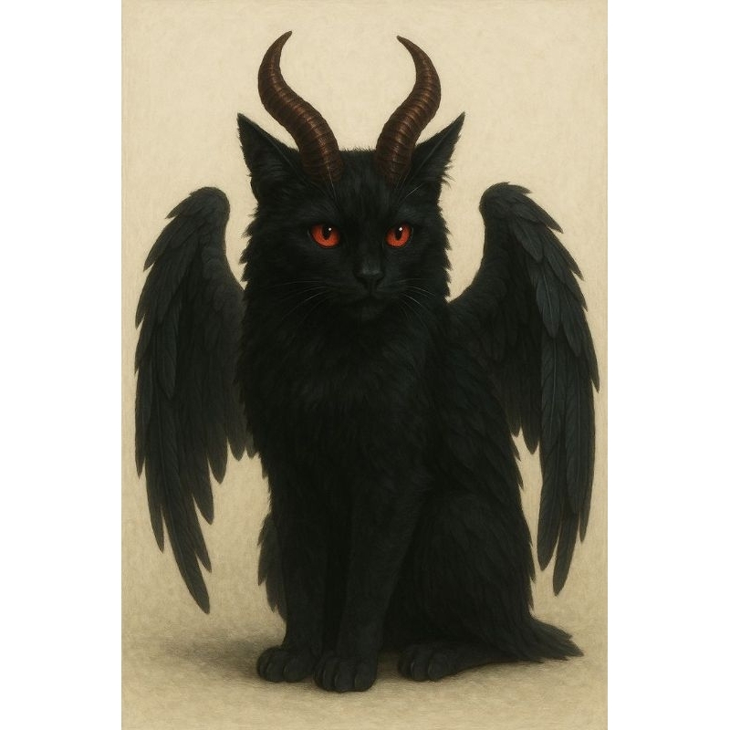 Quadro Decorativo Gato Preto de Asas