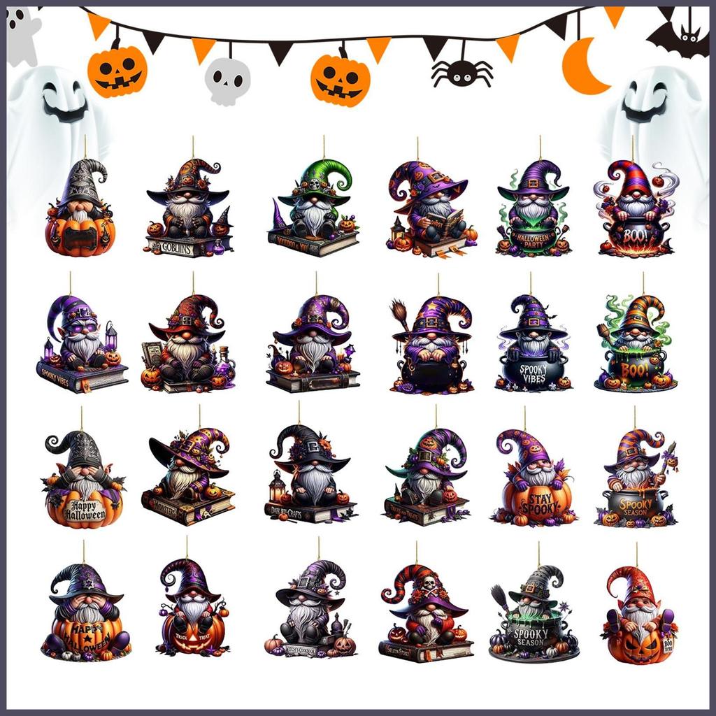 Ornamento De Halloween Advento 24 Dias Gnome Decoração Calendário De Contagem Regressiva 2D Ornamentos De Árvore Acrílic
