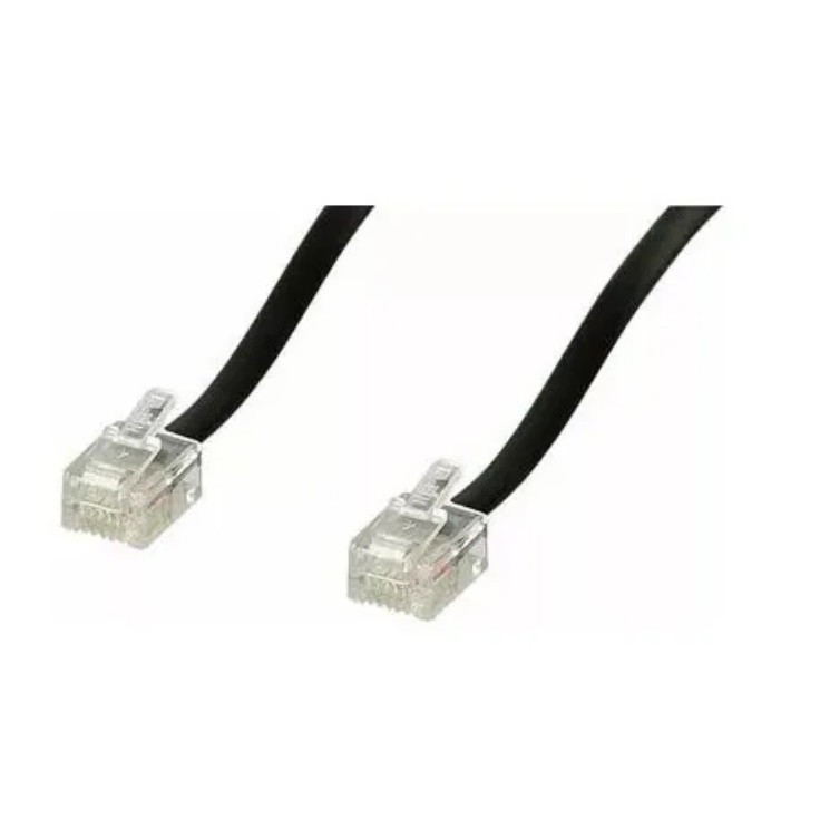 Fio de Telefone RJ 11. Tamanho: 3,0 Metros. Cabo pronto para conectar a linha telefônica em aparelhos de telefone, fax, modem adsl velox, fax modem pci e outros periféricos. Pronto para uso com os conectores nas extremidades.