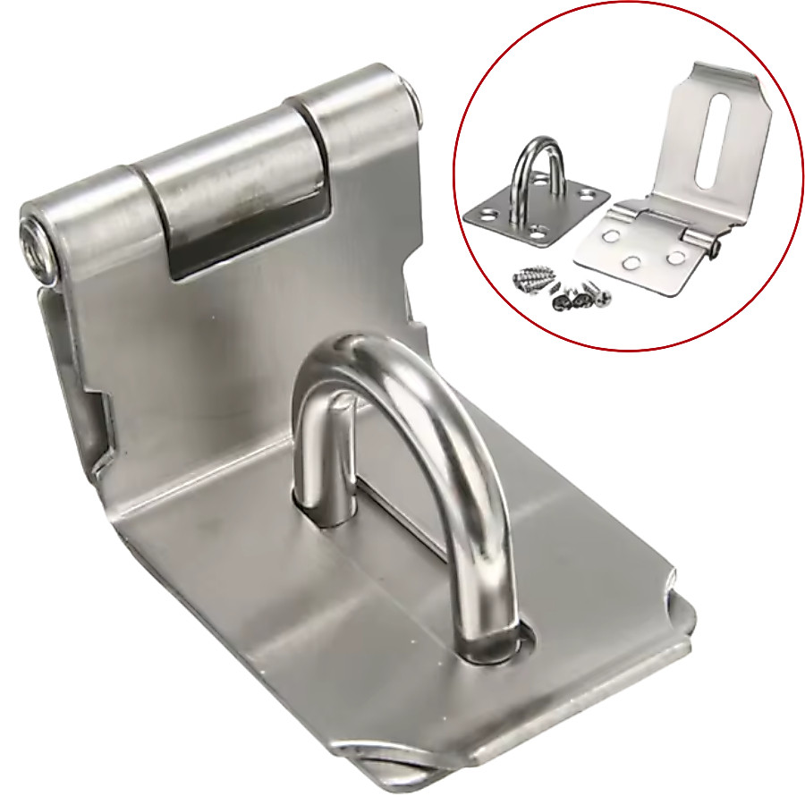 Trinco Para Porta Em Aço Inox Cadeado 90° Anti Roubo