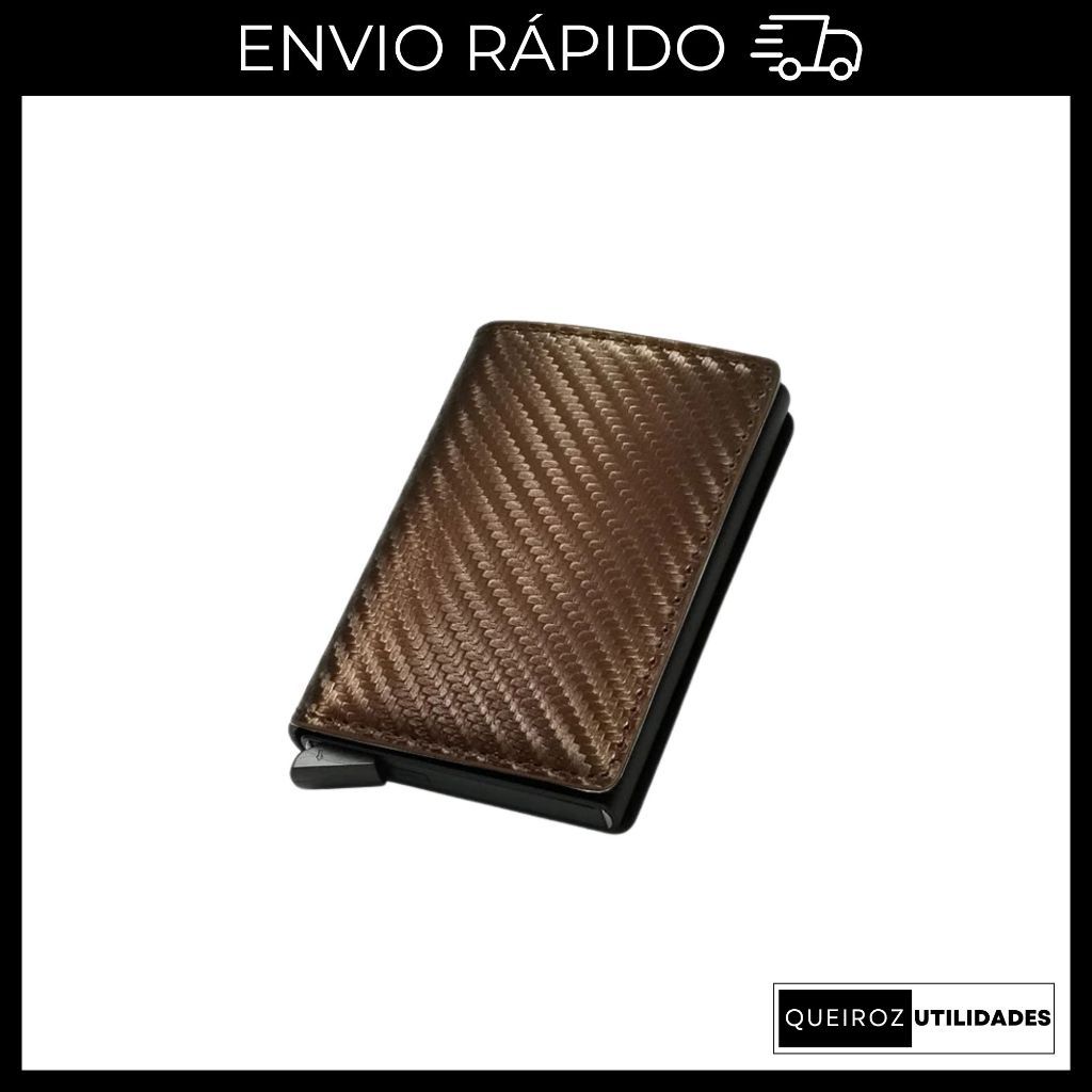 Desconto Carteira anti-furto Masculina Marrom / Fibra / Slim / Anti-roubo