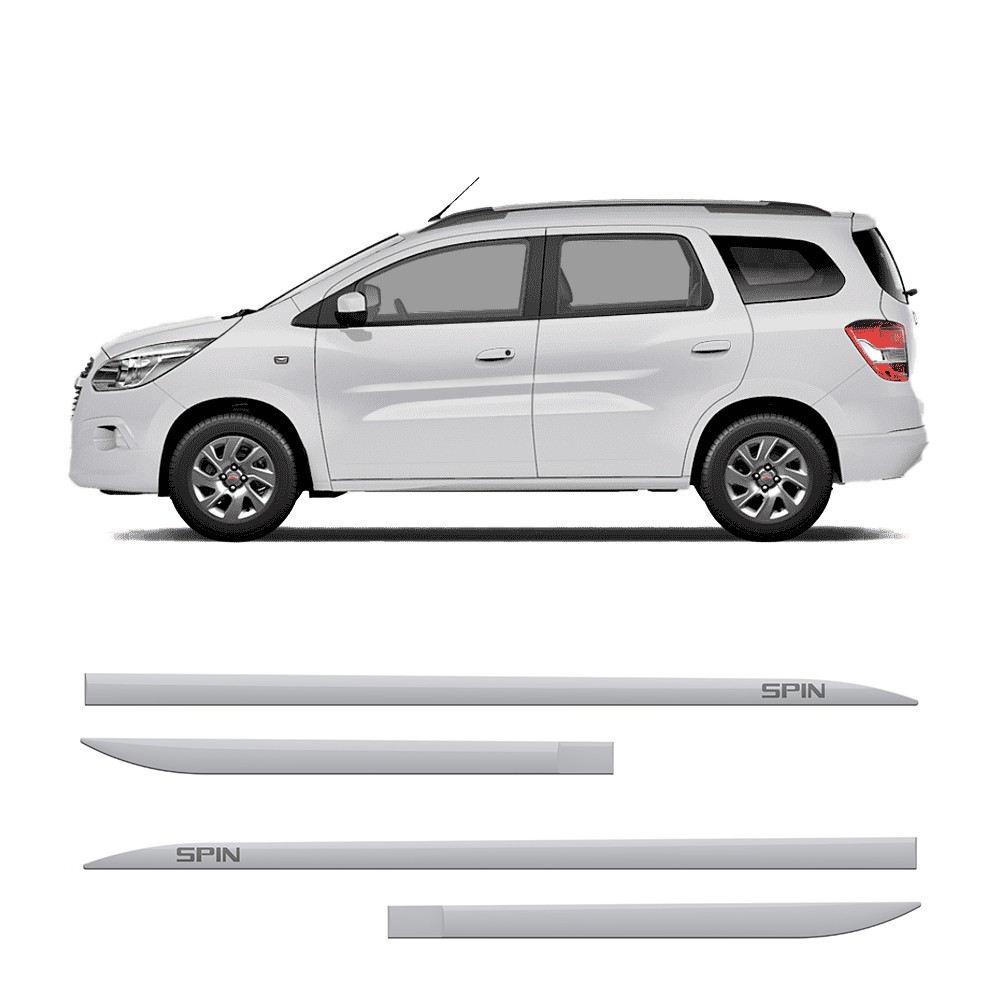 Friso Lateral Chevrolet Spin 2012 a 2024 Flash Cotrim Protetor Portas Branco Summit Slim 4 peças