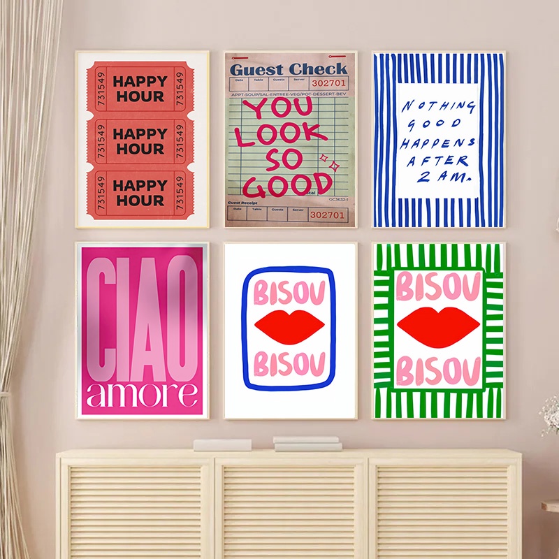 Maximalist Sunshine More Amor Por Favor Favorita Pintura Em Tela De Parede Amarela Eclectic Love Citação Pôster Para Decoração Da Sala De Estar