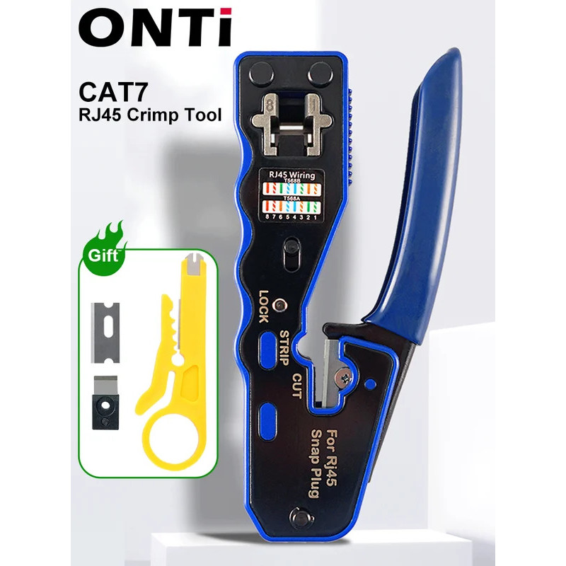 RJ45 UTP Crimper Network Tools Ethernet Cable Stripper Through-hole Connector CAT5/6/7/8 Pliers Pressing Wire Clamp Tong