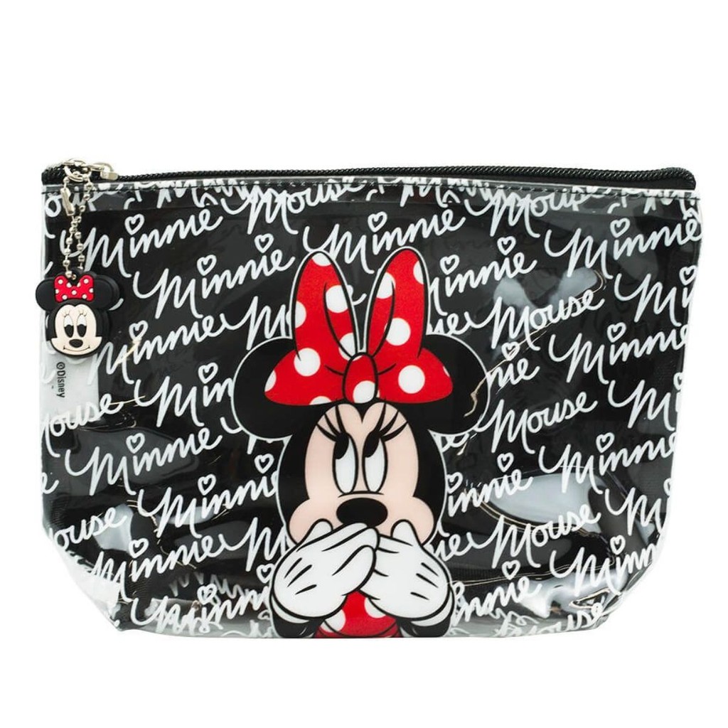 Necessaire Preto Transparente Minnie Assinaturas - Disney
