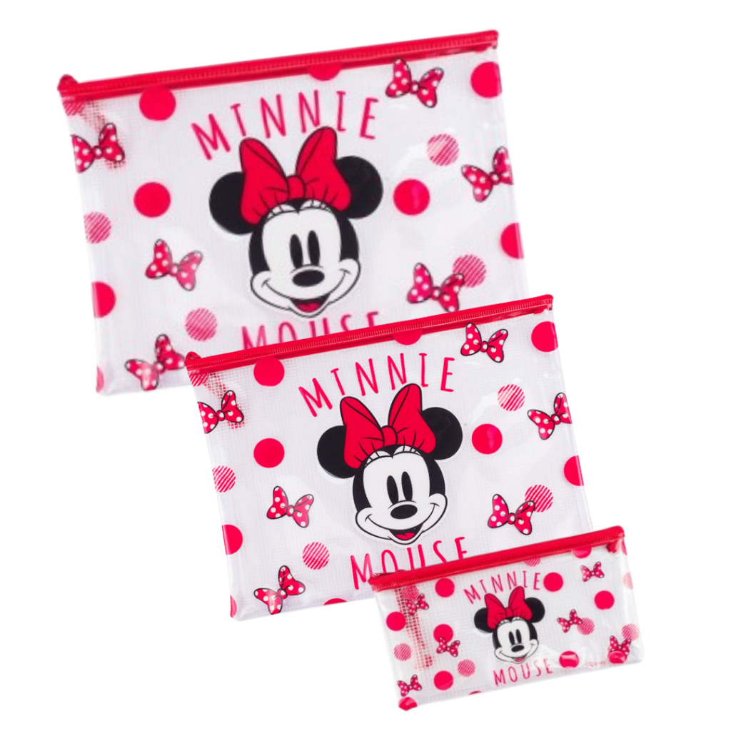 Kit Pasta Necessaire Estojo Transparente  Minnie 23x32cm  Disney