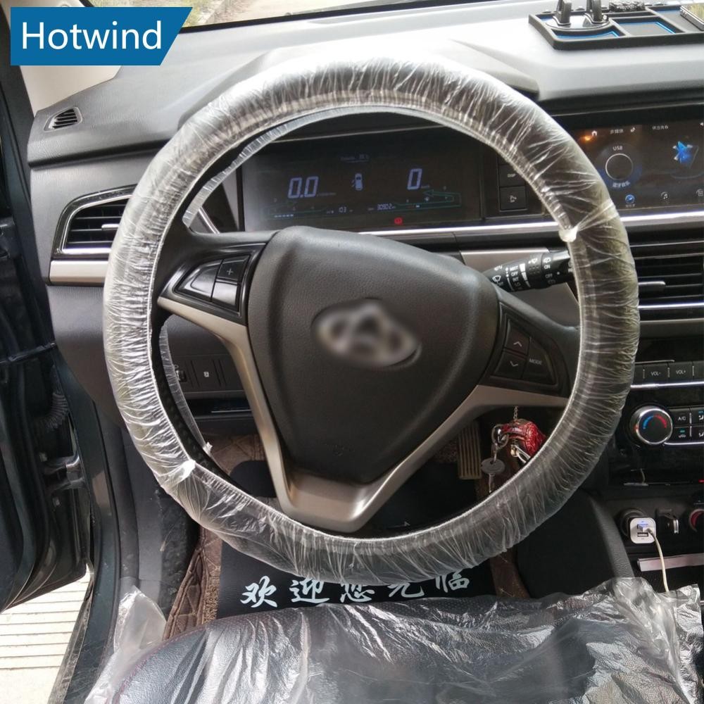 HW 50 Pçs Descartável Universal Carro Transparente Volante Capa De Engrenagem Elástica À Prova Dwaterproof Água Plástico