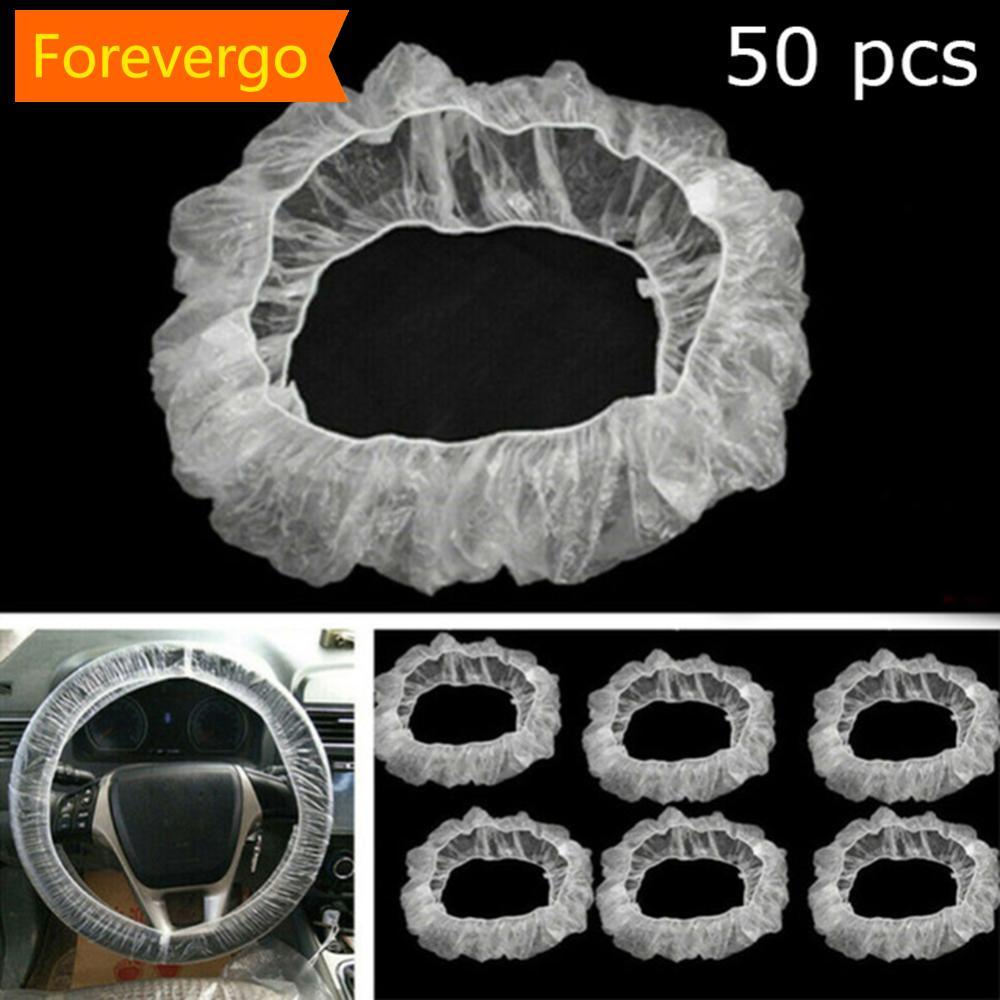 forevergo 50 Peças Capa De Volante De Plástico Descartável Universal Para Carro À Prova D'água C6I9