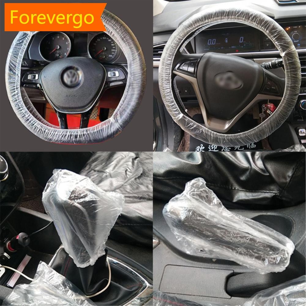 forevergo 50 Peças Descartáveis Universais Para Carro Transparente Capa De Volante Engrenagem Elástica À Prova D'água Pl