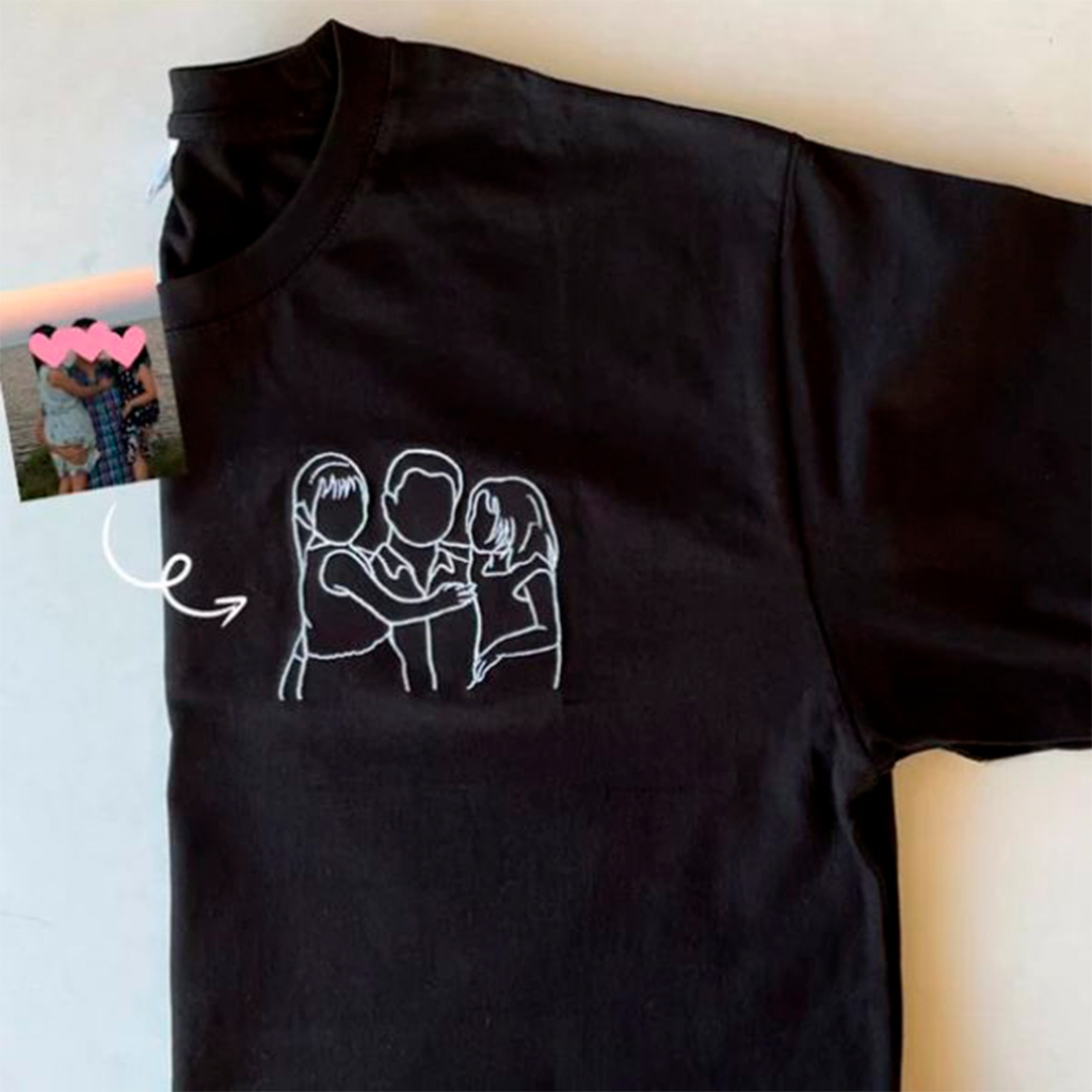 Camiseta com Sua Foto Ilustrada em Silhueta Fine Line Lineart Outline | WECASE