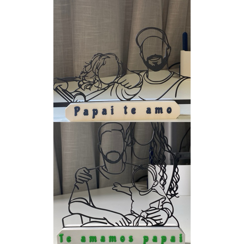 Porta-Retrato Ilustrado Personalizado com Sua Foto | Presente Criativo para Pai, Mãe, Casal, Avós e Família