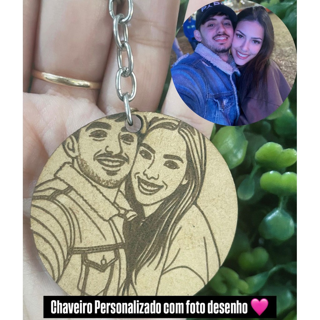 Chaveiro Personalizado MDF com sua foto ilustrada 5x5cm