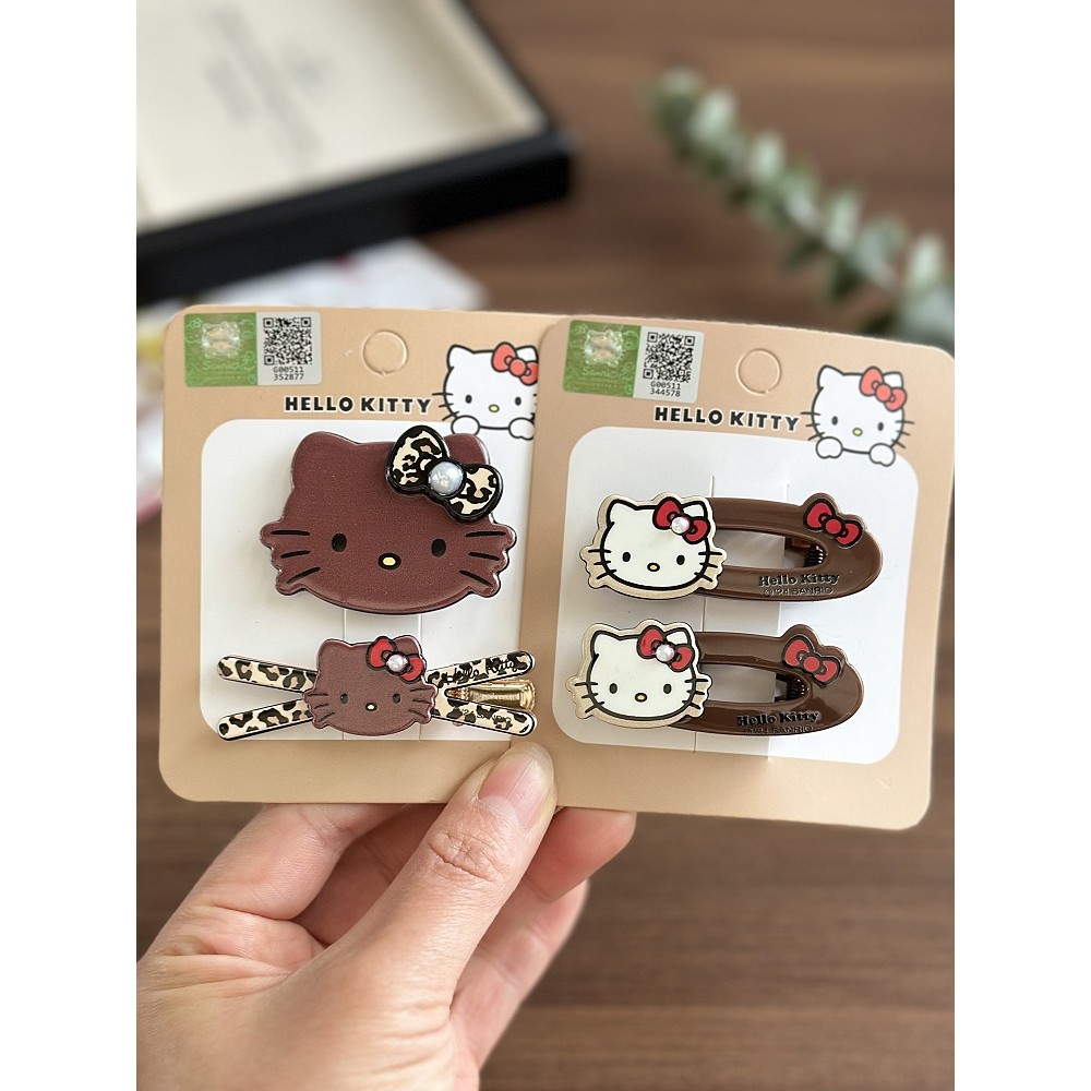 Merad Cartoon hairpin genuíno hellokitty hairpin novo estilo menina olá Kitty café cor doce franja clipe