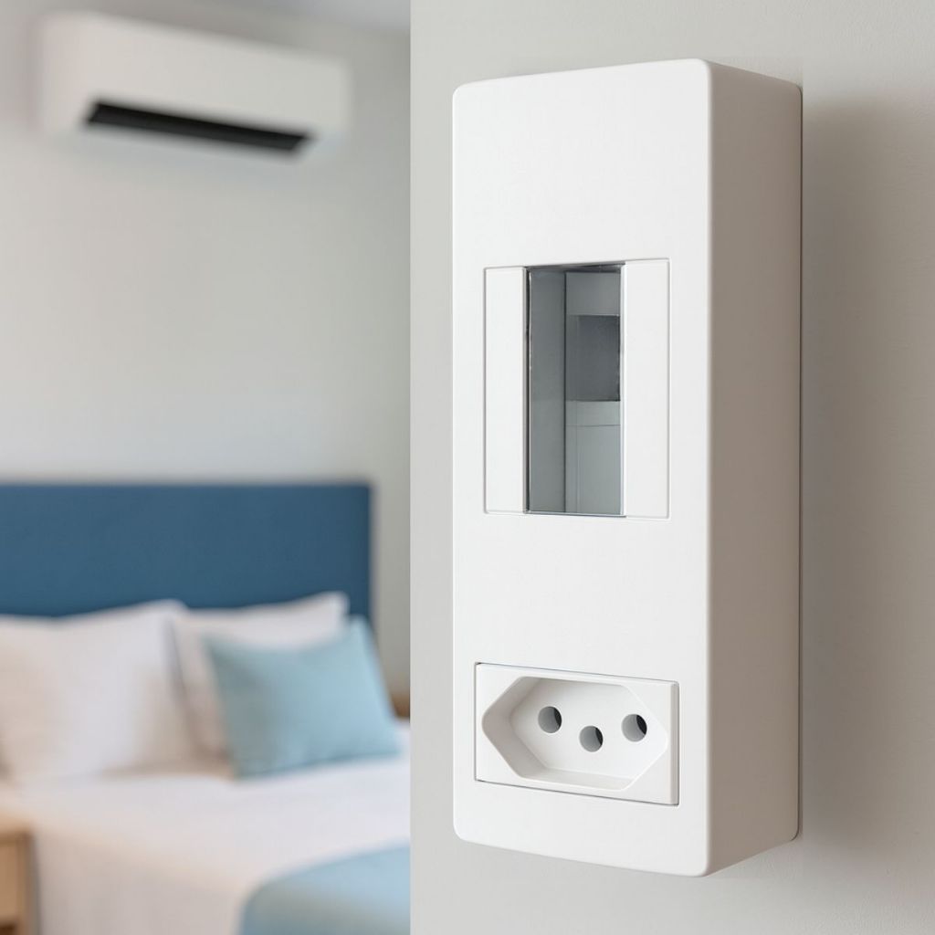 Caixa Para Disjuntor Bipolar ou Monopolar Sobrepor Slim Com Tomada 20A Proteção Elétrica Bivolt