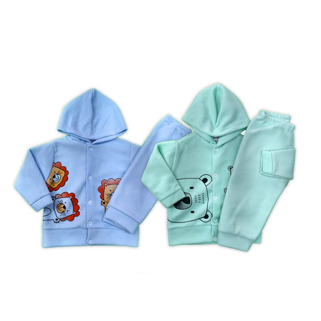 Kit 2 Conjuntos Bebê Soft Com/Ou Sem Capuz Peluciado Inverno