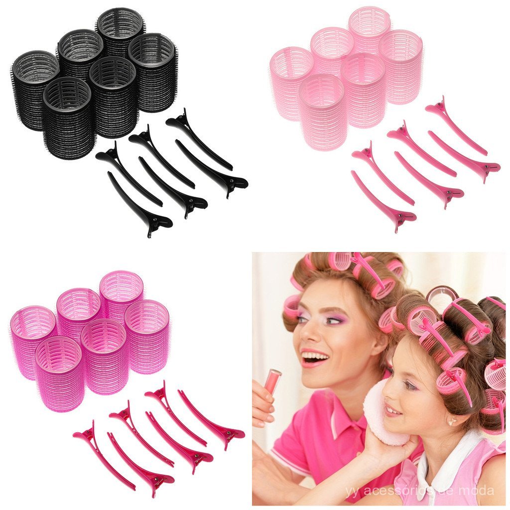 Conjunto mágico de rolinhos para modelagem de cabelo com clipes, modelador de franja autoadesivo de plástico em formato