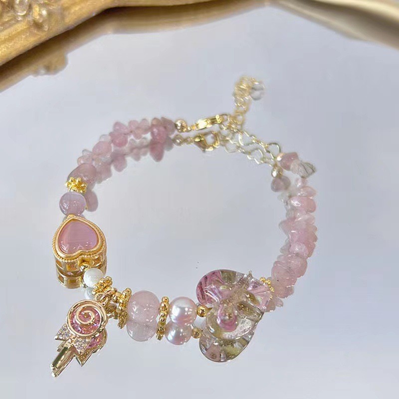 Crianças pulseira meninas meninas meninas requintado high-End sentimento pulseira de alto valor estudante festa rosa cri