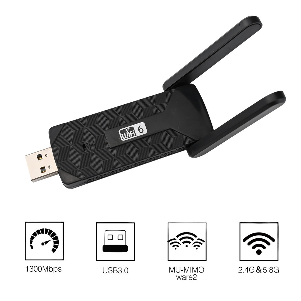 Adaptador Wi-Fi 6 USB Wireless Receiver Dual Band 2.4G/5G Antena Dupla PC
