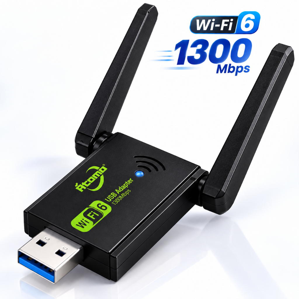 Adaptador Wi-Fi 5GHz USB 3.0 1300Mbps Dual Band 2 Antenas Placa de Rede Wireless Para PC Notebook Windows