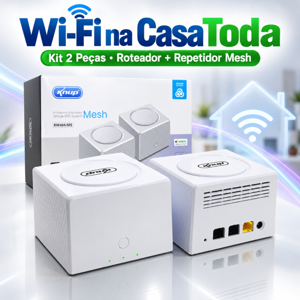 Kit Roteador + Repetidor Wi-Fi Mesh 1900Mbps 5ghz Dual Band 3 Portas Preto/Branco