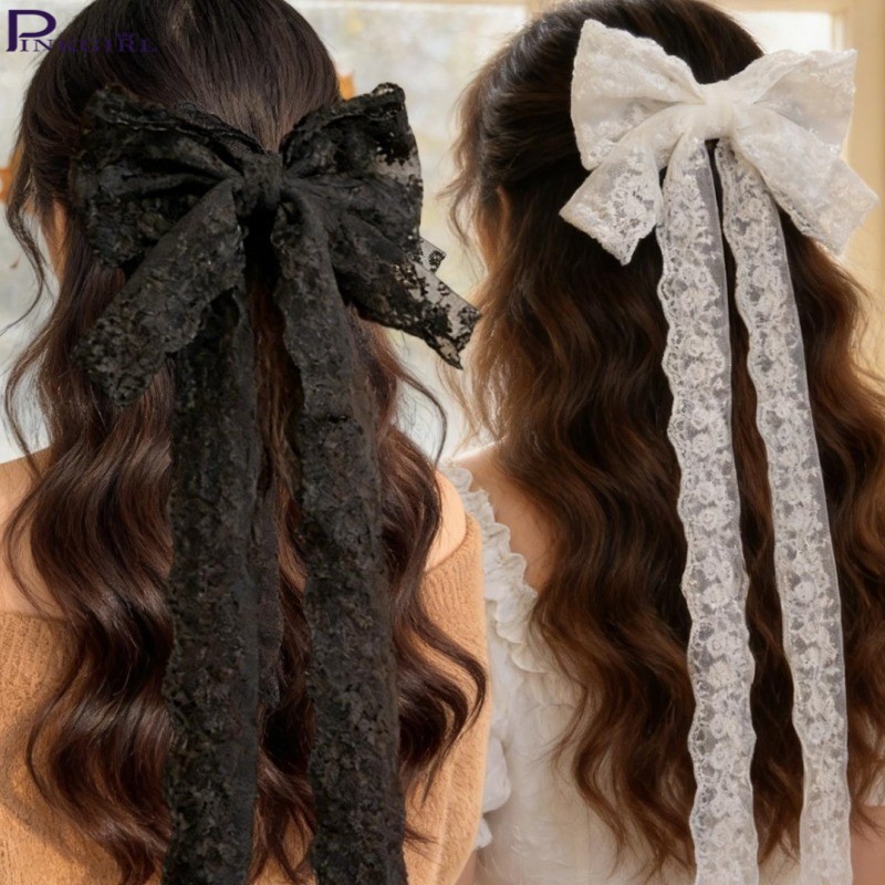 [Chic] 2-1Pc Grampo De Cabelo Borboleta De Renda Francesa-De Fita Oca Cabeça Traseira-Presilha De Laço-Chapéu Estilo Pri