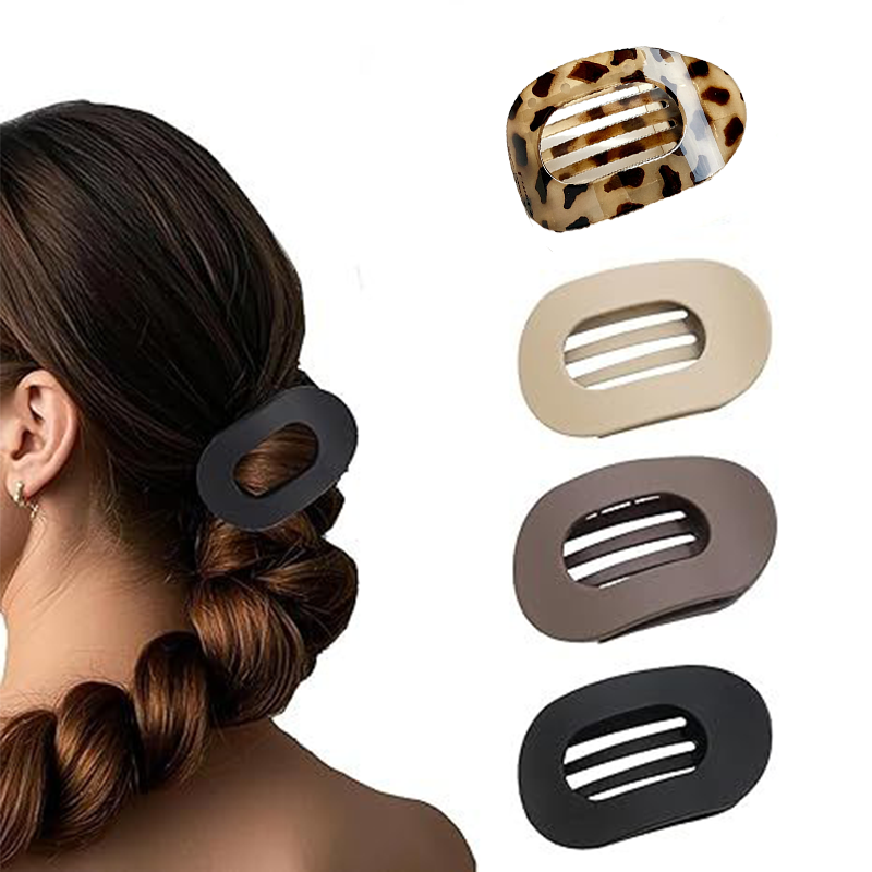 Elegante conjunto de 4 clipes de cabelo de boca de tubarão grande - presilhas francesas foscas em formato de bico de
