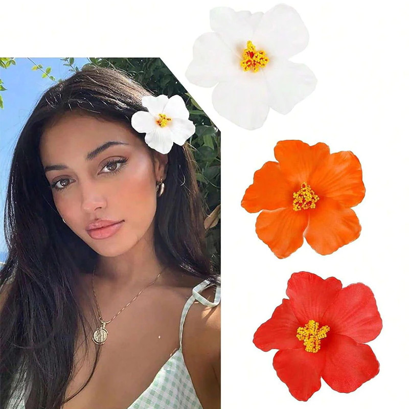 Grampo De Cabelo De Hibisco Havaiano | Flor De Espuma Francesa De 10 Cm Para Mulheres-Acessório De Praia De Verão