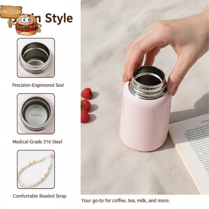 sun 280ML Copo De Café De Aço Inoxidável De Parede Dupla À Prova De Vazamento Água Com Corrente Suspensa Para Bebidas Qu