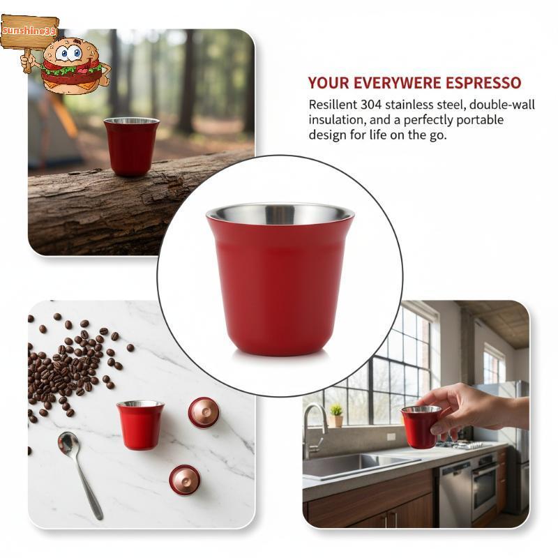 sun 80/160ml De Aço Inoxidável Xícara De Café Expresso Portátil Dupla Camada Escritório Chá Bebidas Caneca Copo Mini Uís
