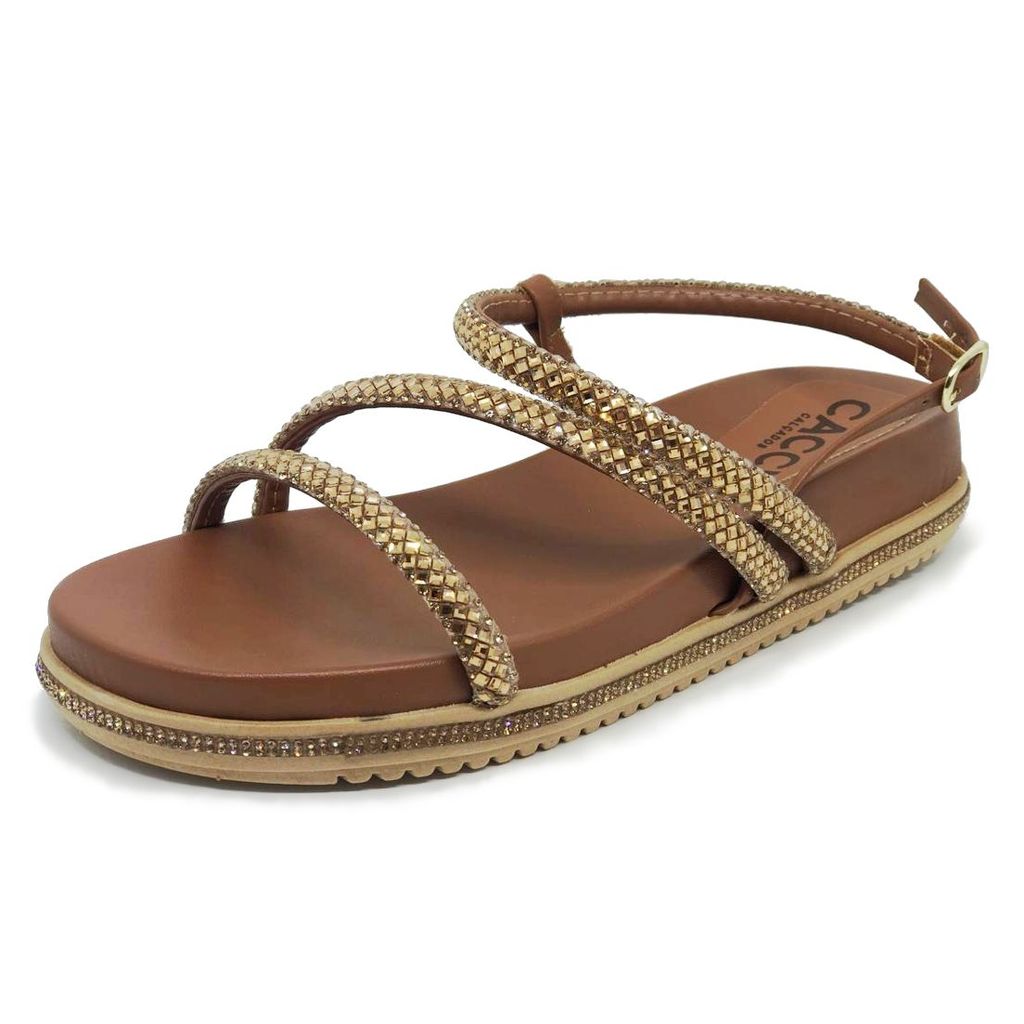 Sandalia Feminina Flatform Tendencia Conforto Brilho Cacci