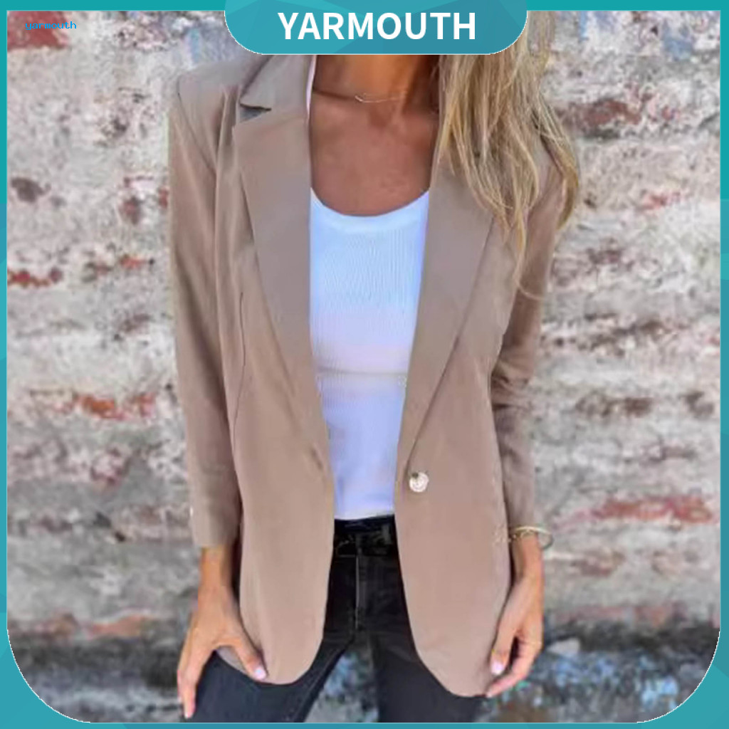 Loose Fit Suit Coat Women Women’s Business Jacket Single-breasted Lapel Long Sleeve Blazer Solid Color Outwear for Off