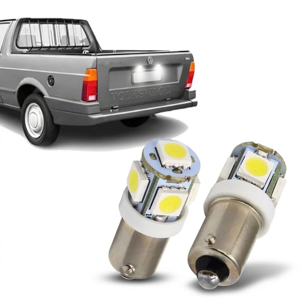 Par Luz De Placa LED Gol Saveiro Voyage G1 Quadrado BA9S 6000K Super Branca