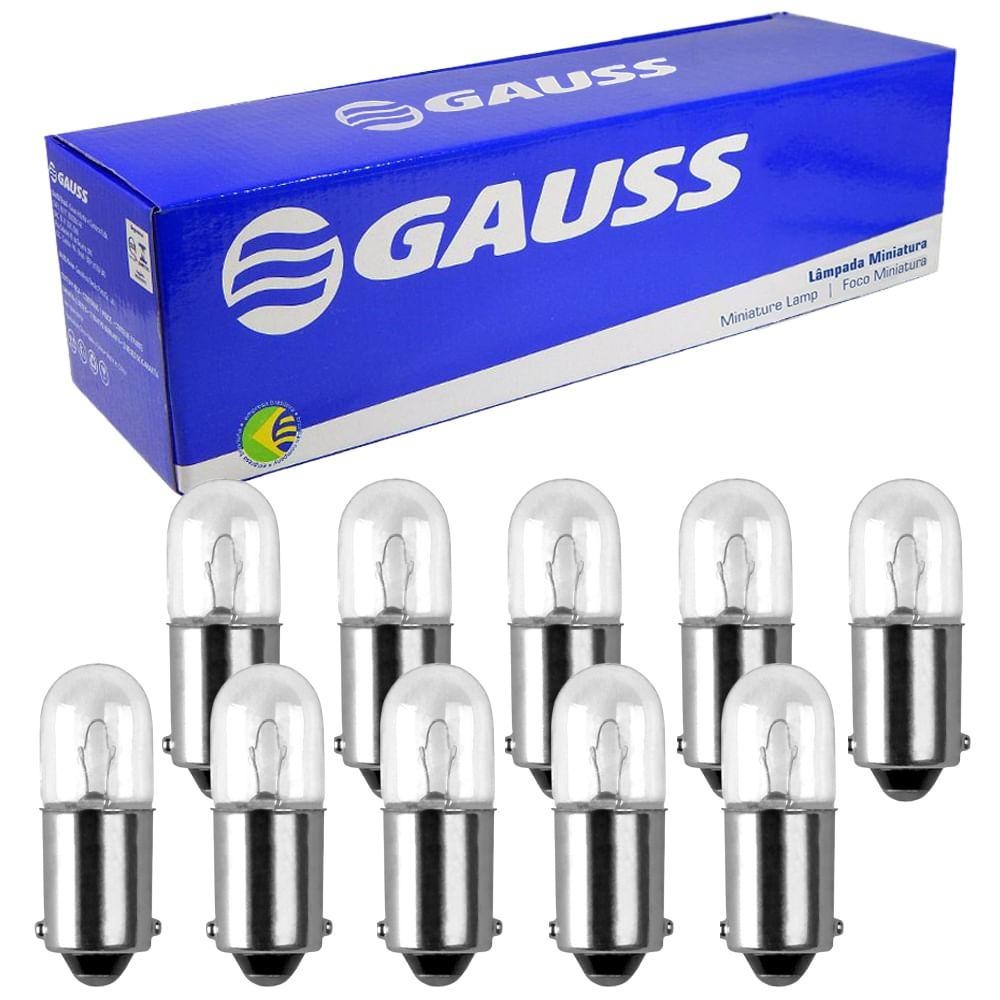 10 Lâmpada Gauss Miniatura Incolor Tw4 12v Ba9s 1 Polo