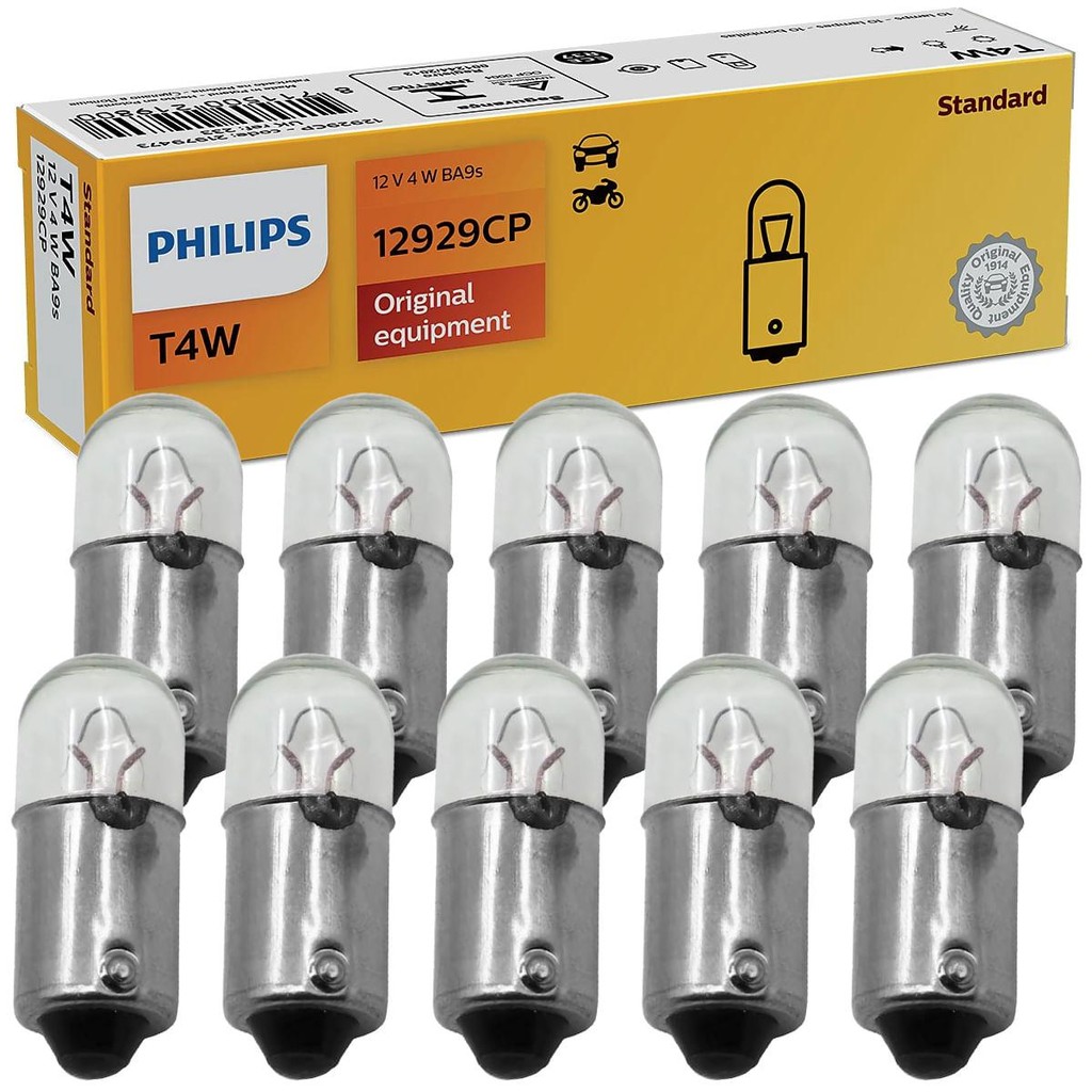 10 Lâmpada Philips Sinalização T4w 12v Tipo 69 Ba9s Auxiliar