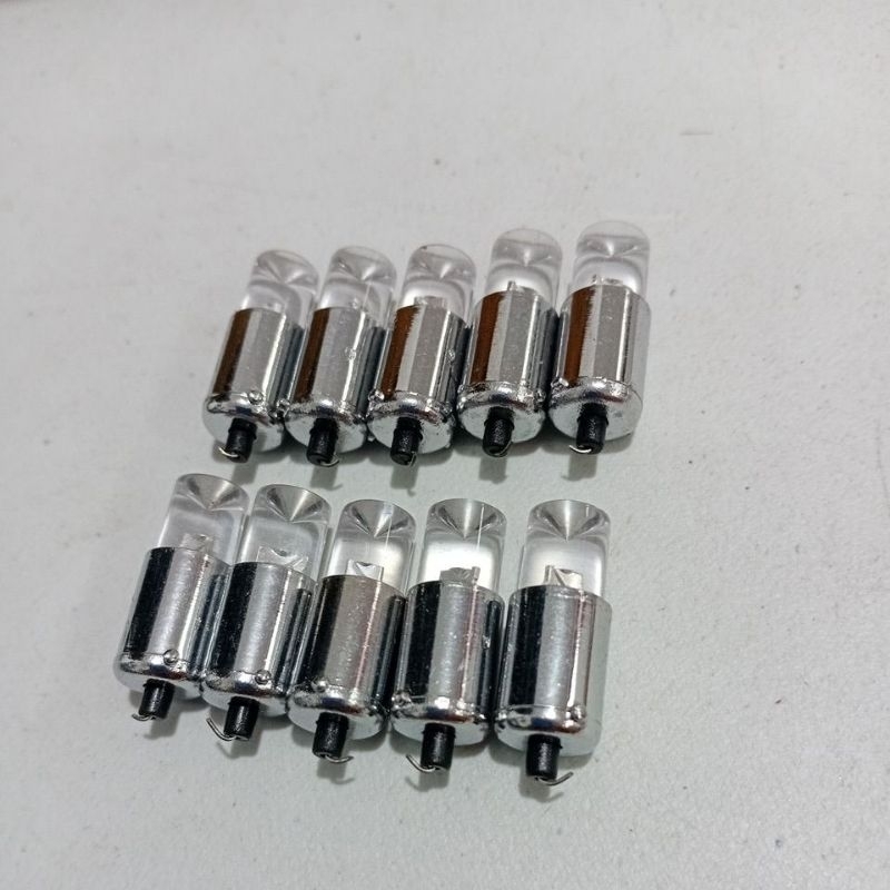 Kit 10 Lâmpada Automotiva 69 Ba9s Led  12v Fundo Metalizado Cor Laranja, Ou Vermelha