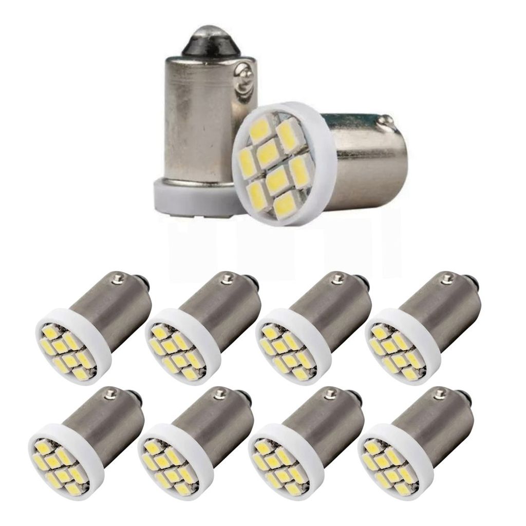 KIT 10 LAMPADA BA9S 8 LED T4W 69 BRANCO 12V