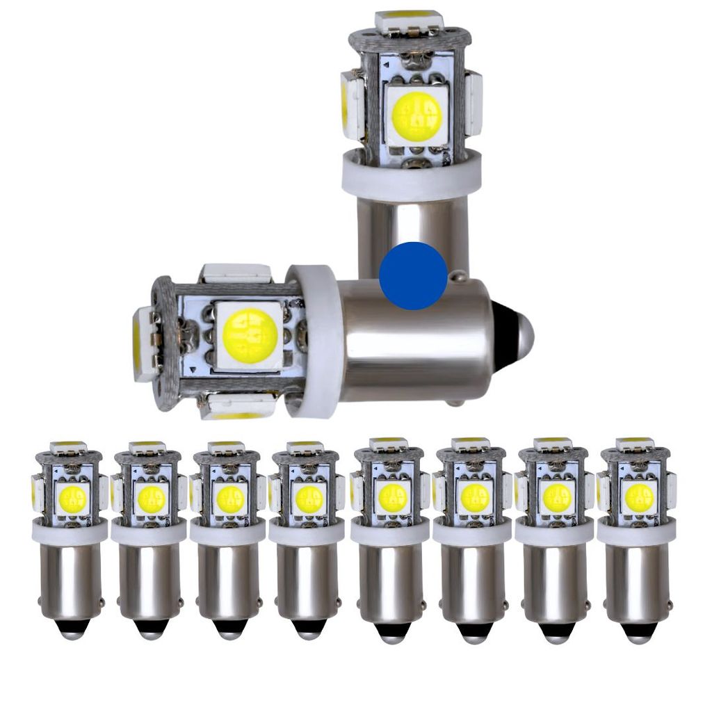 KIT 10 LAMPADA BA9S 5 LED T4W 69 AZUL 12V