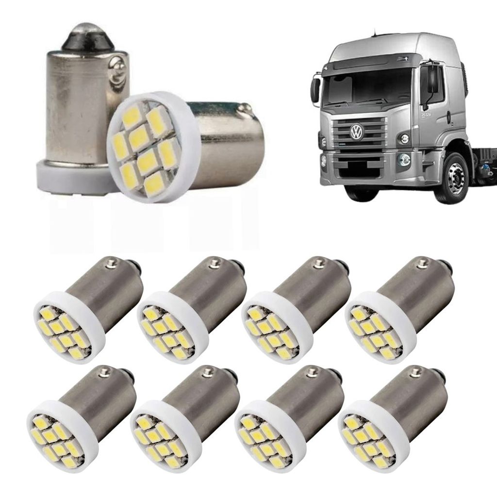 KIT 10 LAMPADA BA9S 8 LED T4W 69 BRANCO 24V