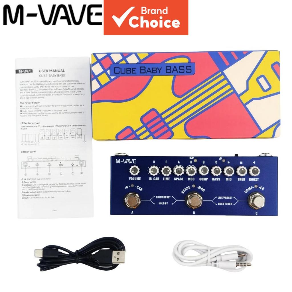 M-VAVE Cube Baby Bass: 9 Simulações de Amp/Carregador de IR/Controle DAW | Sistema Profissional de Graves | 3 Correntes