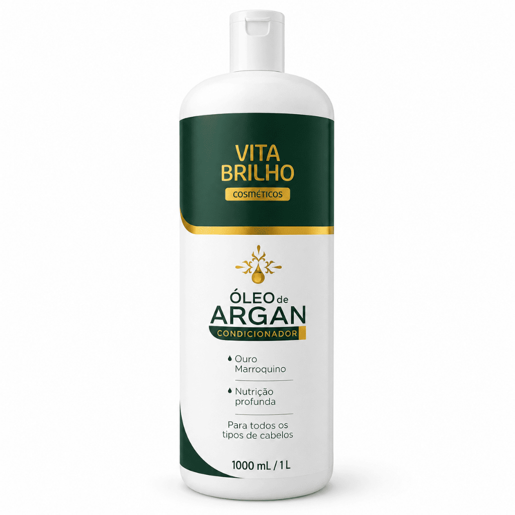 Condicionador Óleo de Argan Vita Brilho 1L Nutrição Profunda Hidratação Brilho Maciez Filtro Solar 1000ml