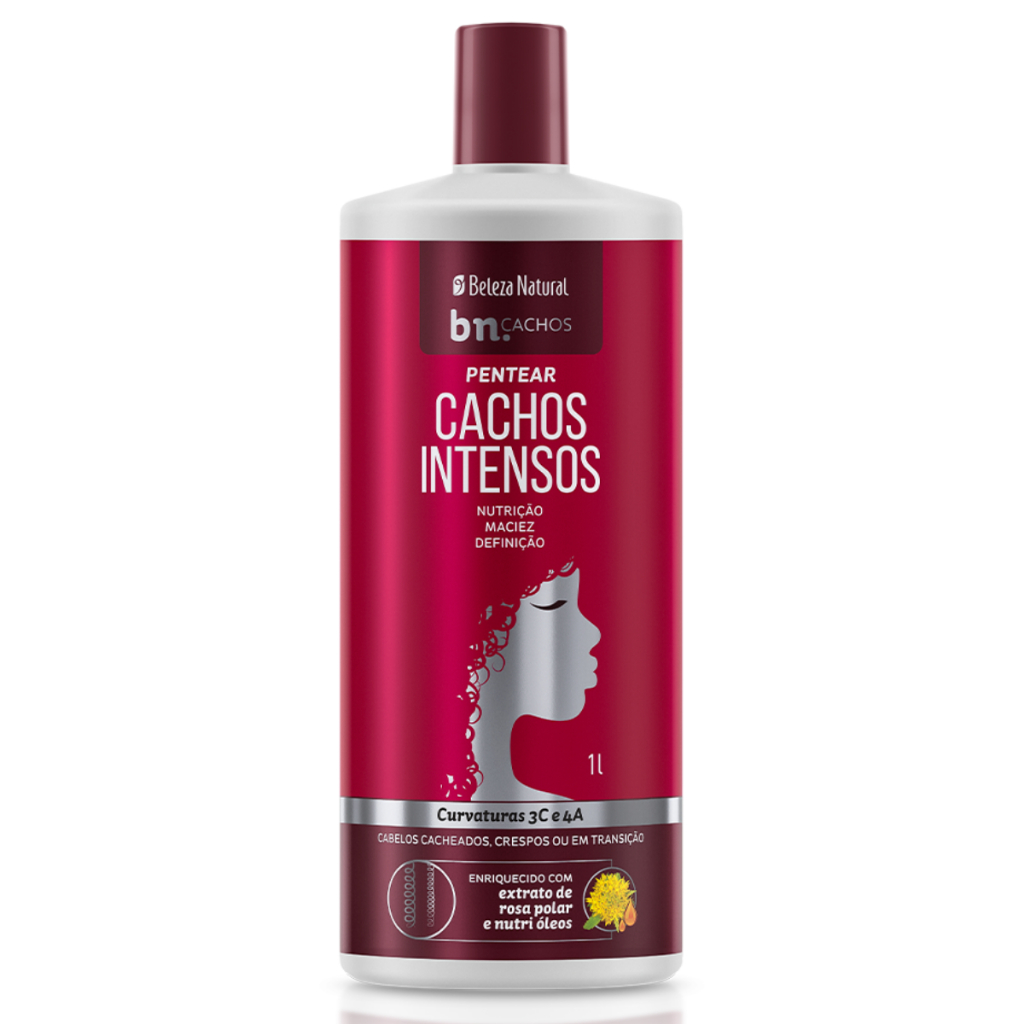 Beleza Natural Cachos Intensos Creme de Pentear 1000ml Cachos Nutrição Maciez