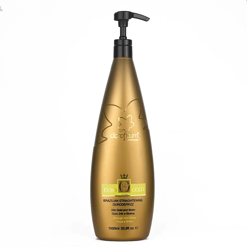 Escova Progressiva Ouro de Frizz 24K Clorofitum 1L Sem Formol Redução de Volume Liso Natural