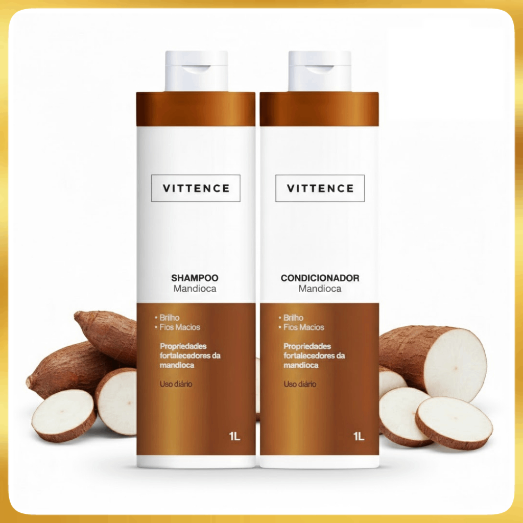 Kit Vittence Tratamento Mandioca Força Crescimento Shampoo Condicionador Brilho Maciez 1L PROMOÇÃO