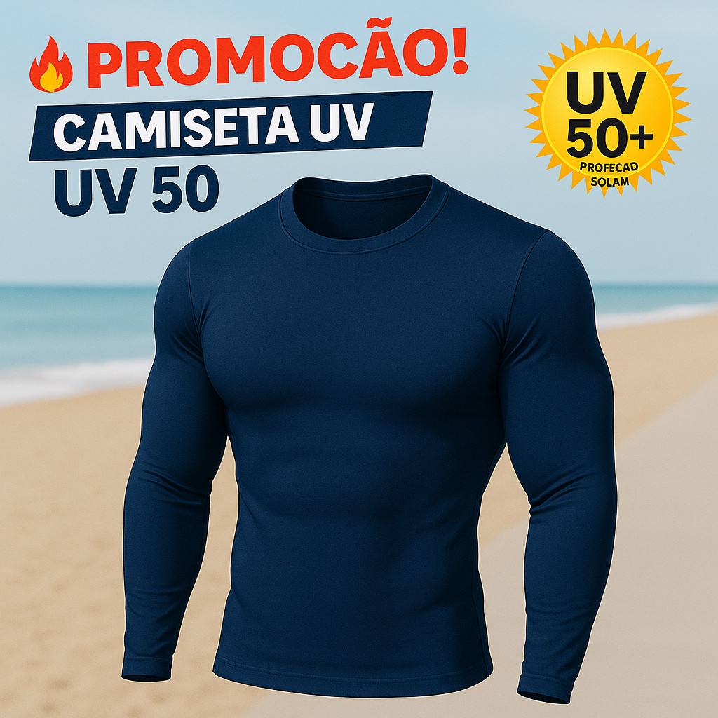Camiseta Manga Longa UV50+ DryFit Secagem Rápida Treino Academia Masculina Segunda Pele