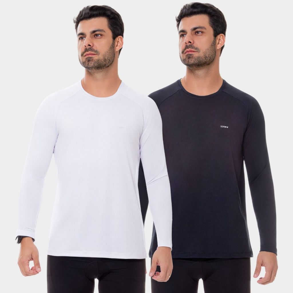 Kit 2 Camisa Manga Longa Dry Fit Proteção Solar Uv Masculino Esporte Treino Casual Frio Inverno