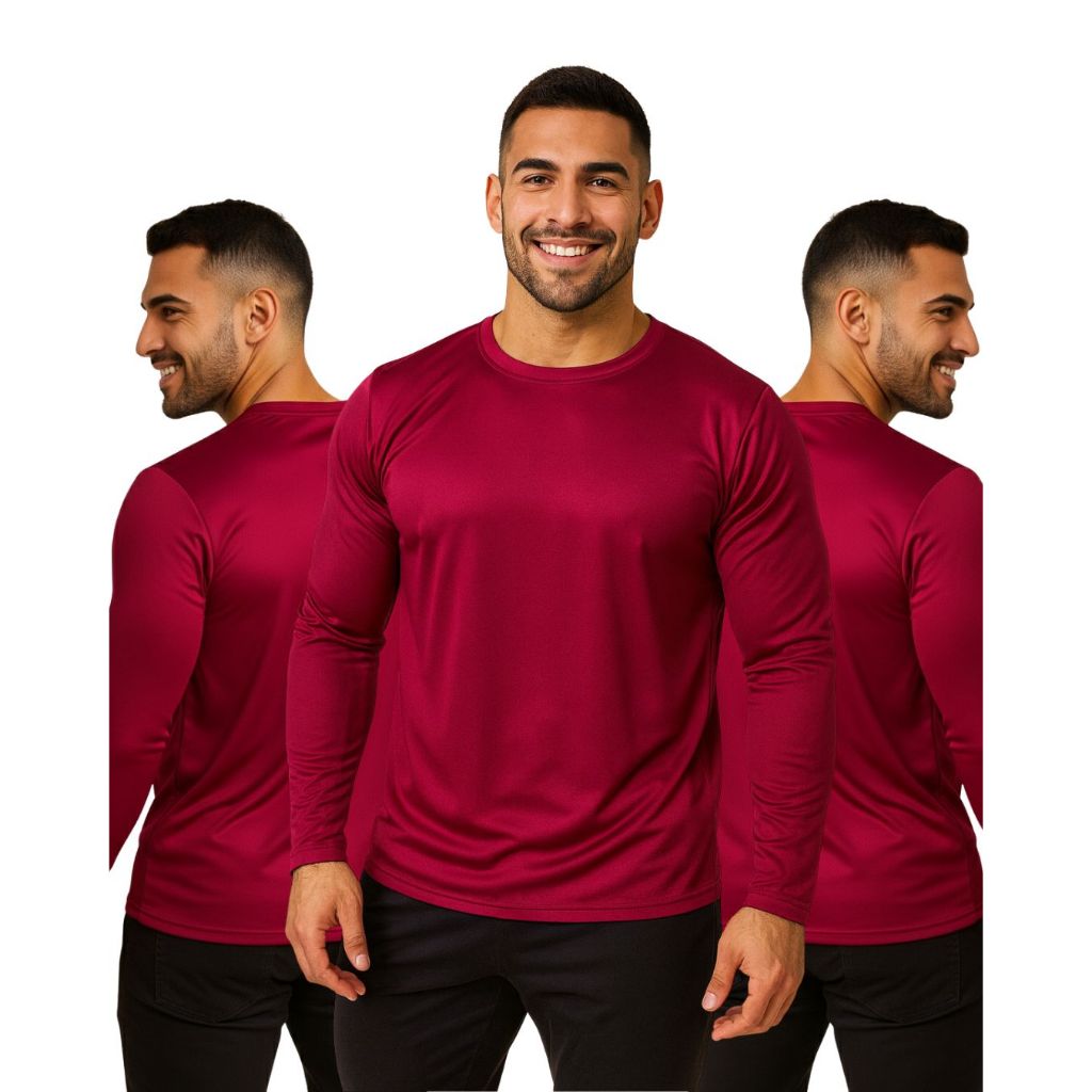 Kit 3 Camiseta Masculina Dry Fit Manga Longa Segunda Pele Moda Esportiva