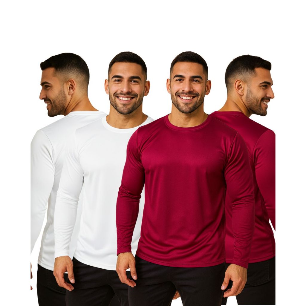 KIT 4 Camiseta Dry Fit Manga Longa Masculina