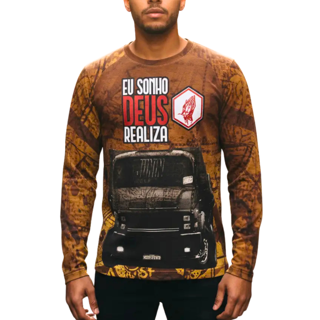 Rash Guard  Masculina Camiseta Caminhão Cara Preta Rota 262 camisa dry fit manga longa caminhoneiro