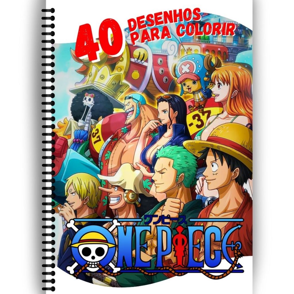 Caderno de Colorir One Piece 40 Desenhos A4 Anime Livro de Colorir Infantil e Adulto
